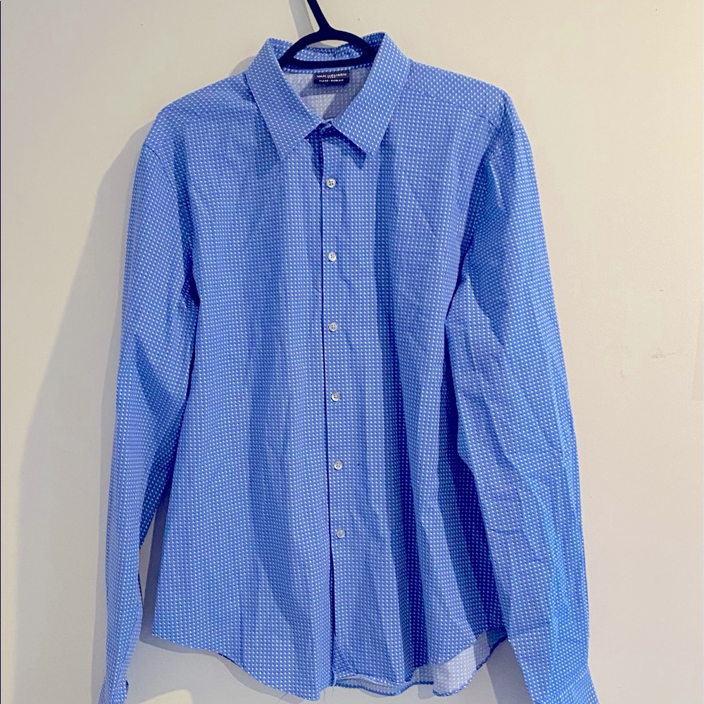 Blue dress shirt.
